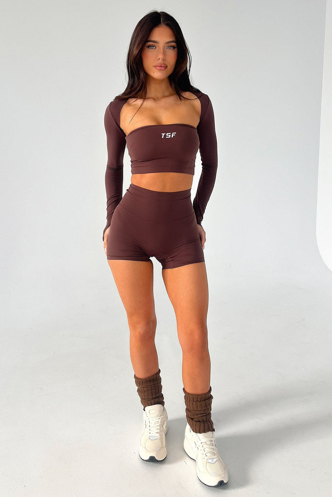 Koda Strapless Crop - Brown