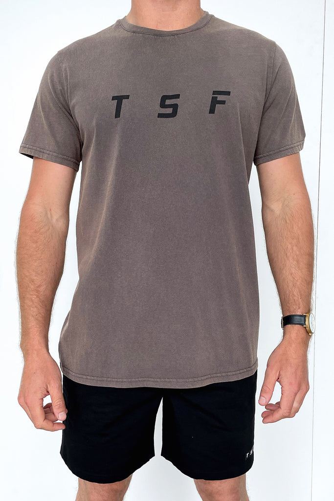 Fin Tee - Brown Acid Wash