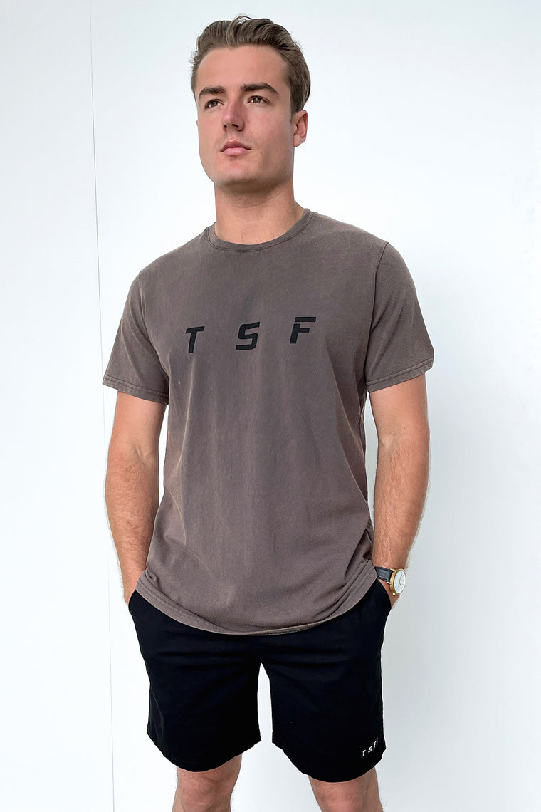 Fin Tee - Brown Acid Wash